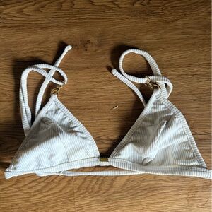 White Striped Bikini Top